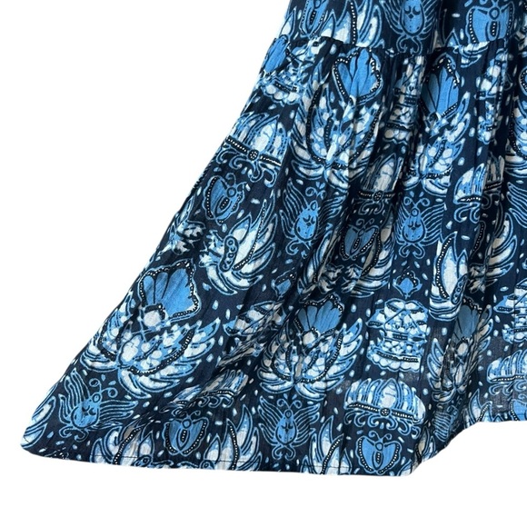 CAROLINE CONSTAS Blue Printed Size Medium Cotton Boho Midi Low V Neck Dress - Picture 10 of 12